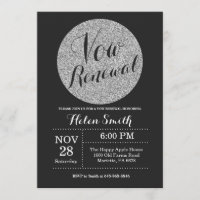 Vow Renewal Black and Silver Purpurina Invitación