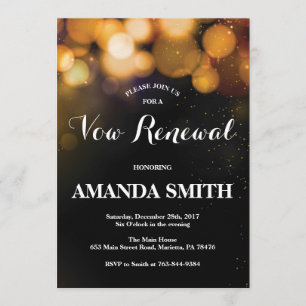 Vow Renewal Invitación Tarjeta Purpurina de oro