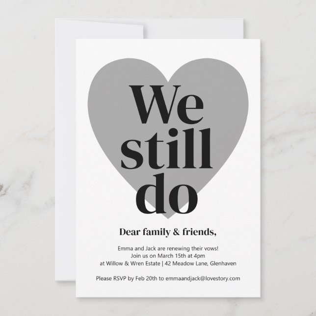 Vow Renewal Invitaciones Diseño sencillo (Anverso)