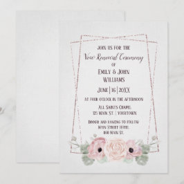 Vow Renovación Anemone rosa e Invitación de marco 