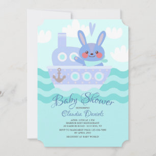 Voyager Bunny Shower Invitación Blue