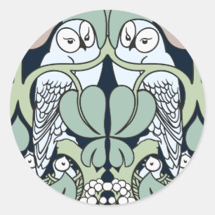 Voysey Pegatinas del patrón Art Nouveau Owl Nest