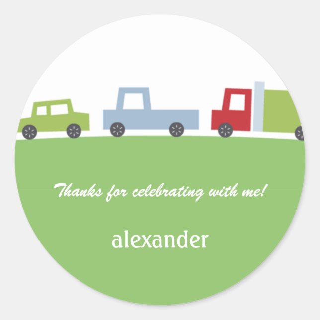 Vroom Carros Favor Pegatina o Sello para sobres (Anverso)