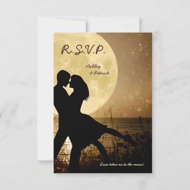 Vuele a la invitación RSVP de la boda lunar (Anverso)