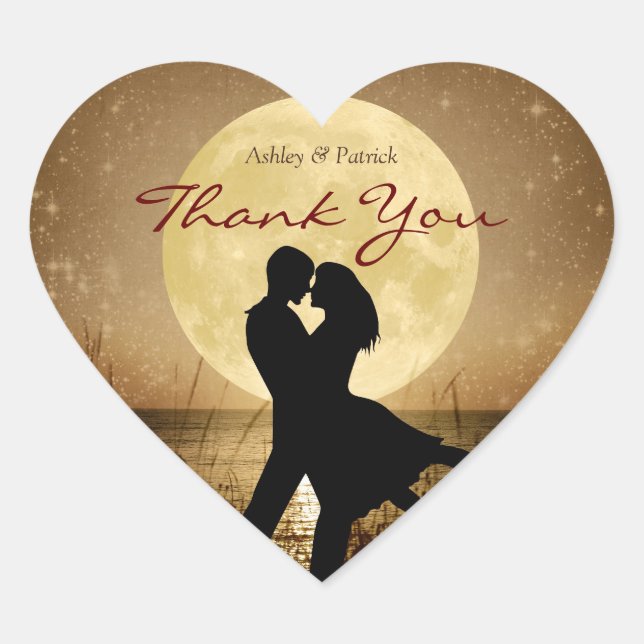 Vuele a la luna Gracias Boda Pegatina (Anverso)