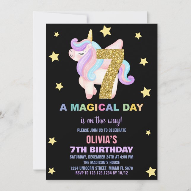 Vuele de invitaciones a cumpleaños de Star Rainbow (Anverso)
