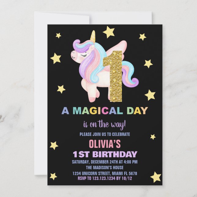 Vuele de invitaciones a cumpleaños de Star Rainbow (Anverso)