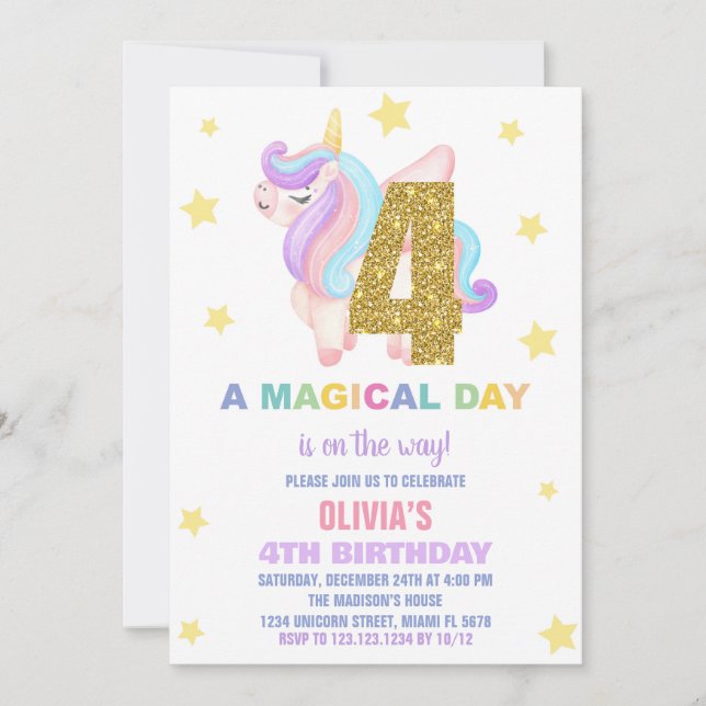 Vuele de invitaciones a cumpleaños de Star Rainbow (Anverso)