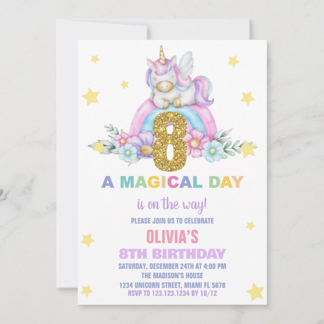 Vuele de invitaciones a cumpleaños de Star Rainbow (Anverso)