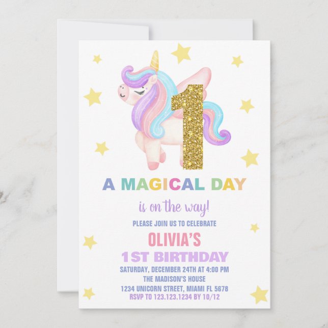 Vuele de invitaciones a cumpleaños de Star Rainbow (Anverso)