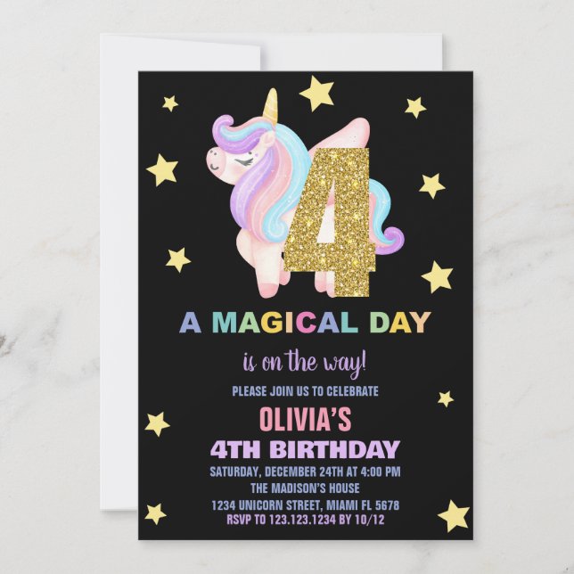 Vuele de invitaciones a cumpleaños de Star Rainbow (Anverso)