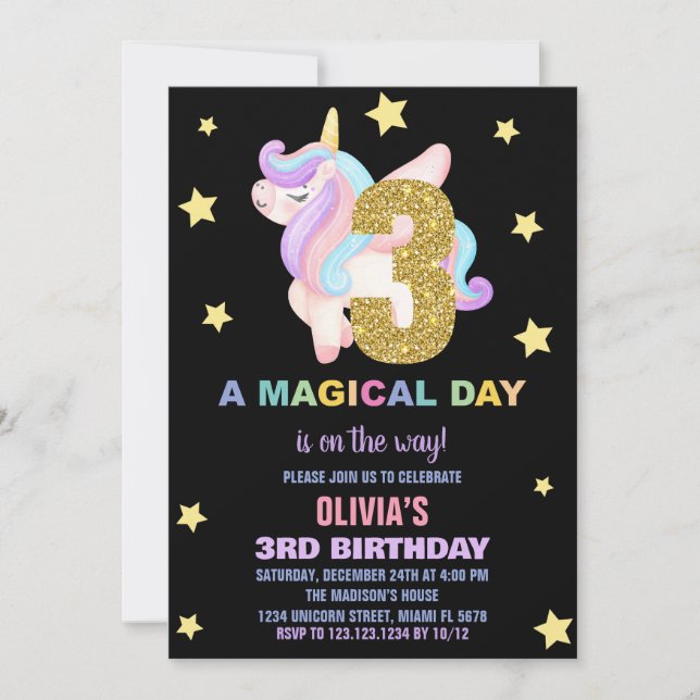 Vuele de invitaciones a cumpleaños de Star Rainbow (Anverso)