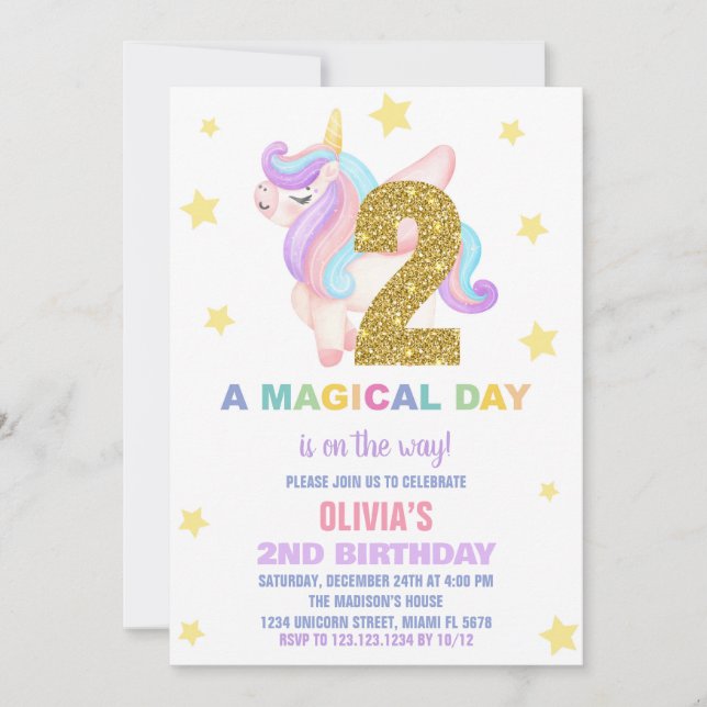 Vuele de invitaciones a cumpleaños de Star Rainbow (Anverso)