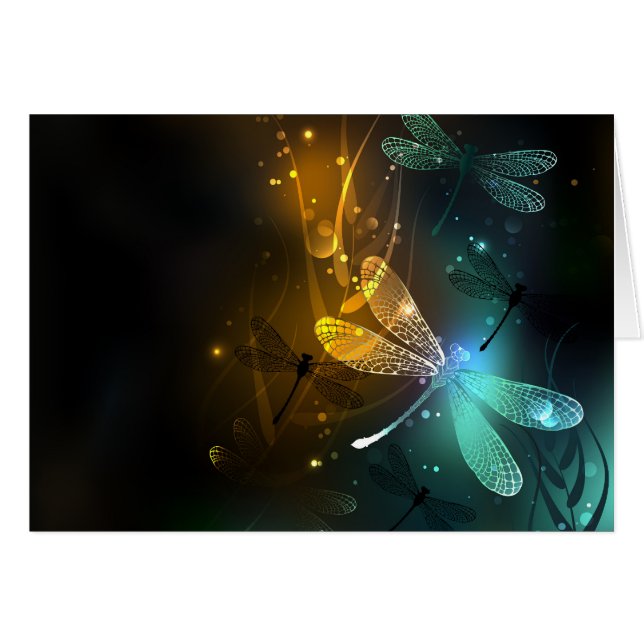 Vuelo de libélula luminosa verde (Anverso (Horizontal))