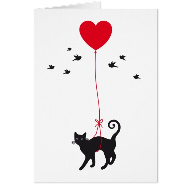 vuelo del gato con el globo y los pájaros rojos (Frente)