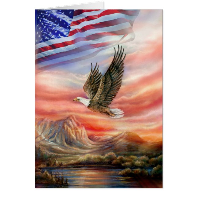 Vuelo Eagle con puesta del sol y la bandera (Frente)