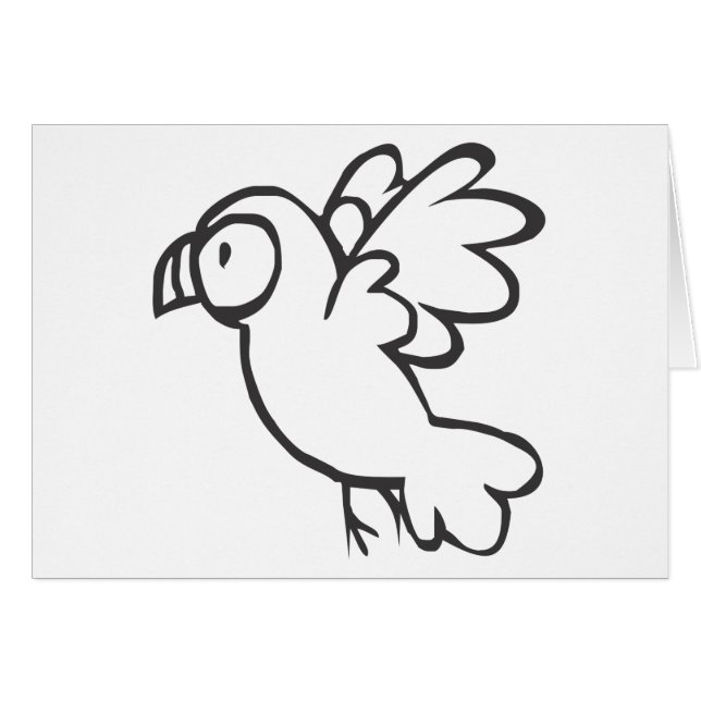 Vuelo joven del loro en bosquejo blanco y negro (Anverso (Horizontal))