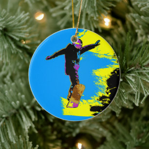 Vuelo Snowboarder - Ornamento cerámico Snowboard