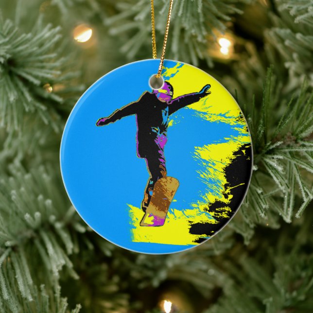 Vuelo Snowboarder - Ornamento cerámico Snowboard (Árbol)