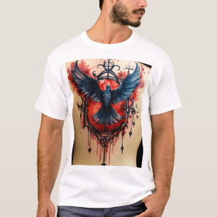 "Vuelo y lnk: Aves y bella camiseta de arte tatuad