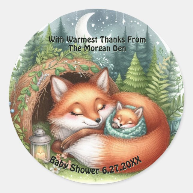 Vuelta Cosy Woodland Animal Gracias Pegatinas (Anverso)