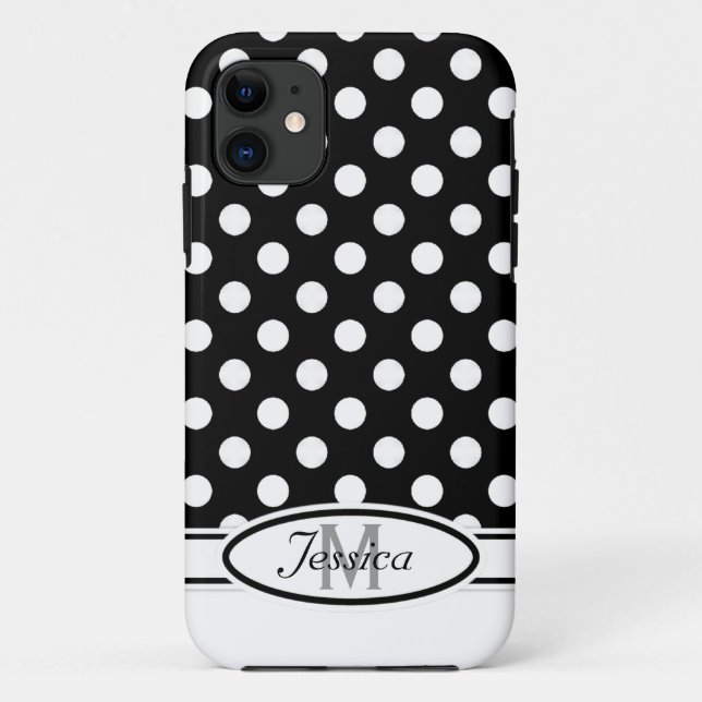 W & B Polka-dot Monograma iPhone 5 Funda (Reverso)