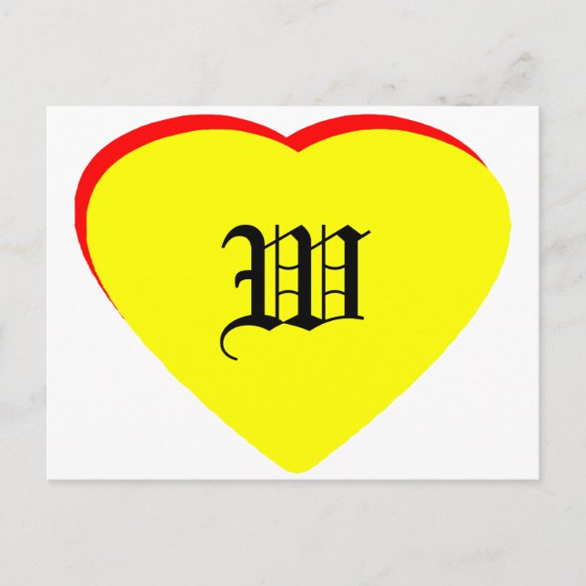 "W" Corazón Boda Roja Amarilla Invitación al MUSEO (Anverso)