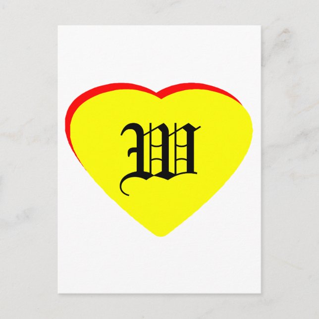 "W" Corazón Boda Roja Amarilla Invitación al MUSEO (Anverso)