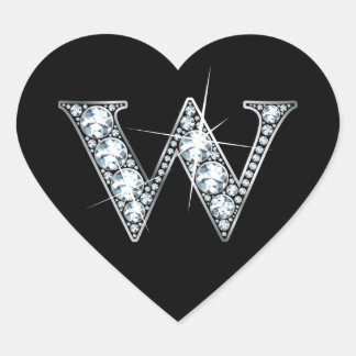 "W" Diamante amotinándose con Pegatina de corazón 