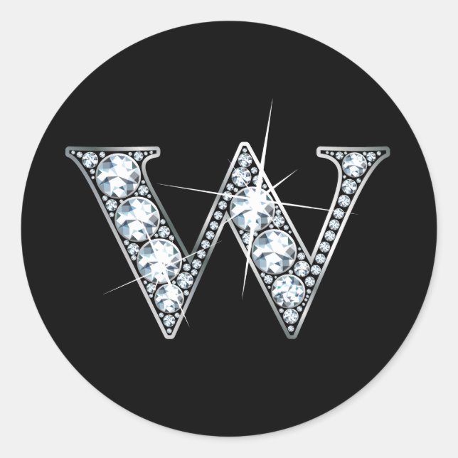 "W" Diamond Bling Pegatina (Anverso)