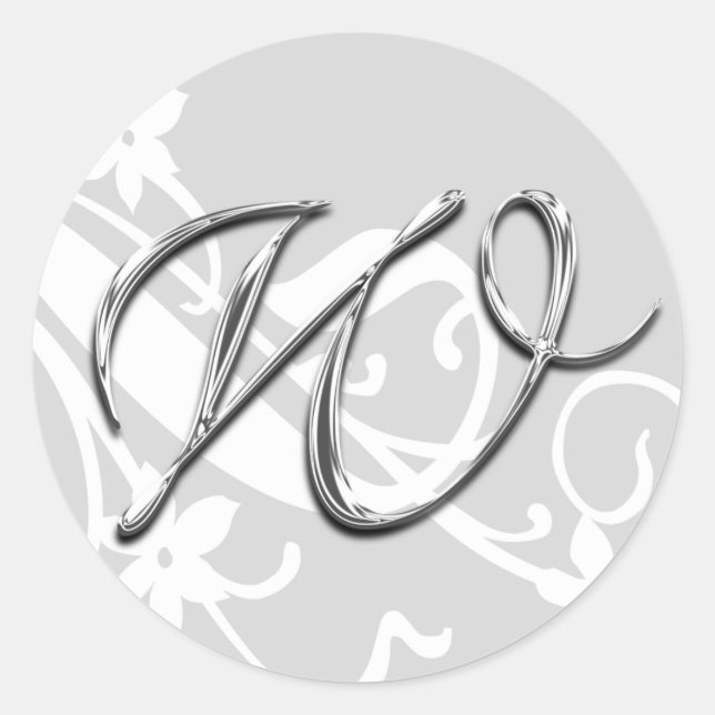 W Monograma Boda Sello para sobres Pegatina (Anverso)