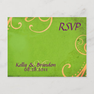 w/Orange verde texturizado remolina postal de RSVP