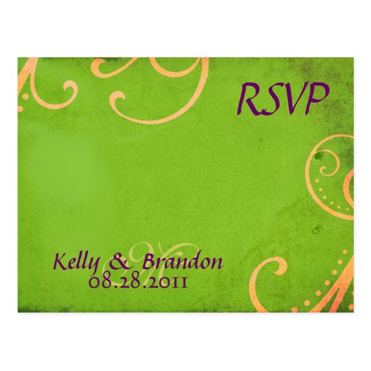 w/Orange verde texturizado remolina postal de RSVP