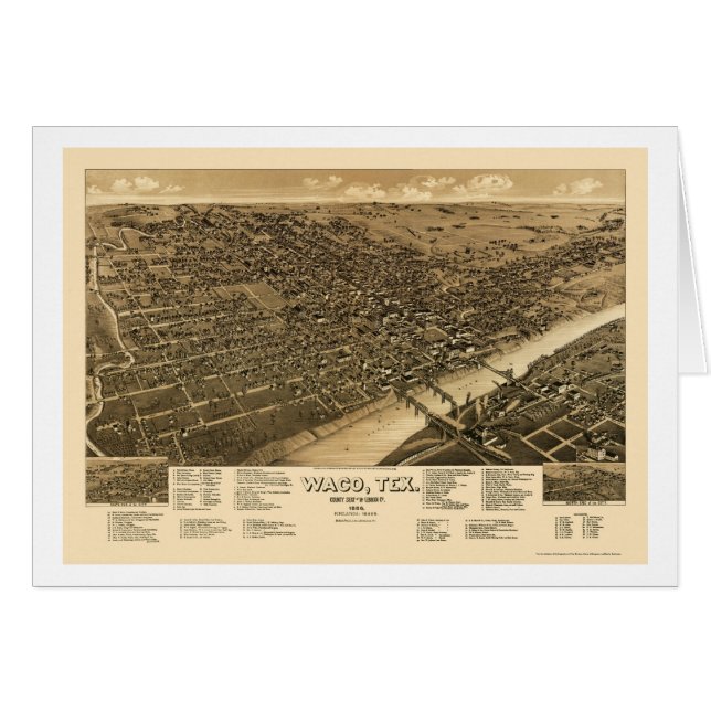 Waco, mapa panorámico de TX - 1886 (Anverso (Horizontal))