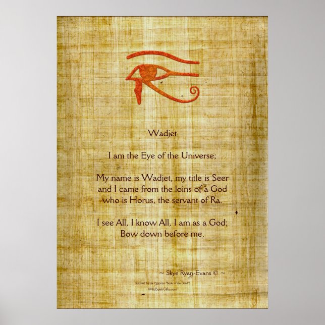 WADJET OYE OF RA & Poem Imagen de arte egipcio (Frente)