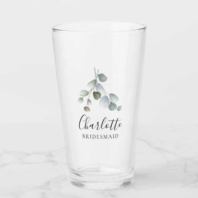 Waercolor Eucalyptus Script Boda Bridesmaid (Anverso)