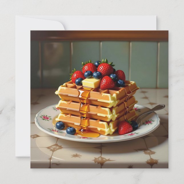 Waffles con fresas y arándanos (Anverso)