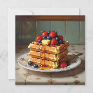 Waffles con fresas y arándanos