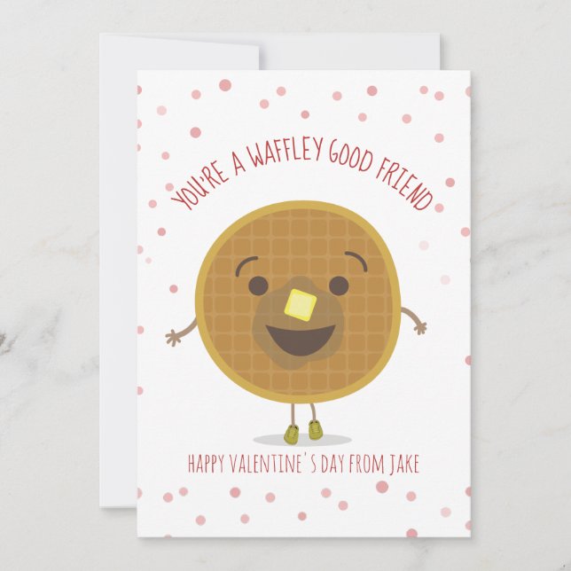 Waffley Good Friend Waffle Kid Classroom Valentine (Anverso)