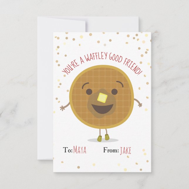 Waffley Good Friend Waffle Valentine Kids Postcard (Anverso)