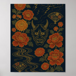 wagara "Tormenta de los Oni: arte tradicional japo