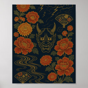 wagara "Tormenta de los Oni: arte tradicional japo