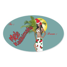Wahine Pinup Navidades dan Pegatinas de etiquetas