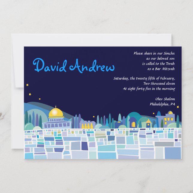 Wailing Wall Israel Bar Bat Mitzvah Invitación (Anverso)
