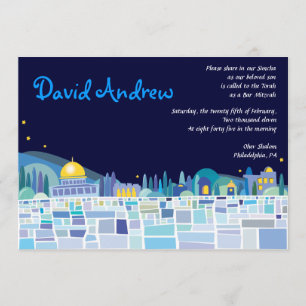 Wailing Wall Israel Bar Bat Mitzvah Invitación