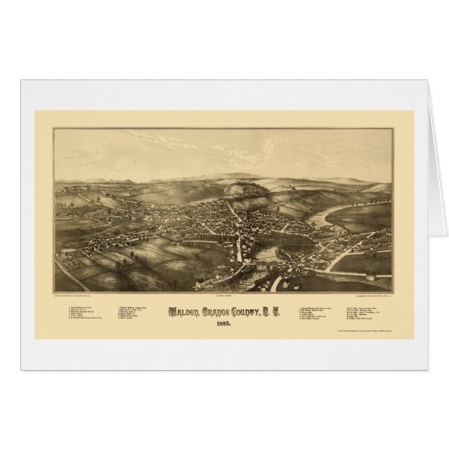 Walden, mapa panorámico de NY - 1887 (Anverso (Horizontal))