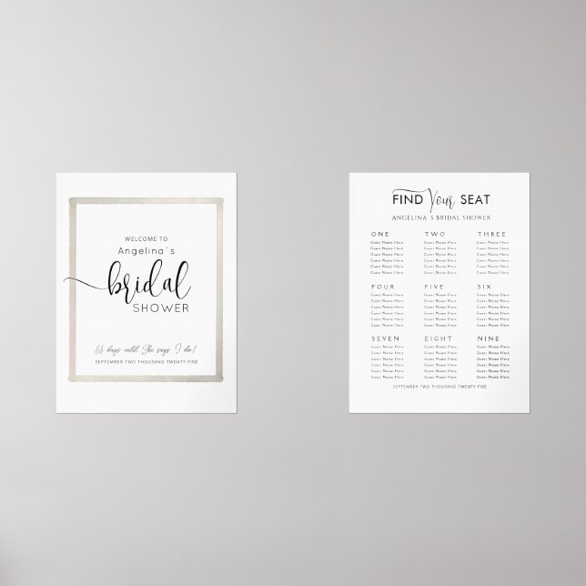 Wall Art Sets WELCOME & Seating plan Bridal Shower (Anverso)