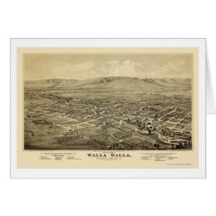Walla Walla, mapa panorámico de WA - 1876