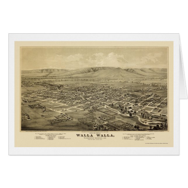 Walla Walla, mapa panorámico de WA - 1876 (Anverso (Horizontal))