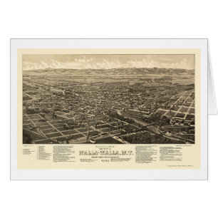 Walla Walla, mapa panorámico de WA - 1884